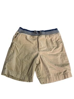 5/$25 Carter's Tan Flat‑Front Shorts with Navy Elastic Waistband